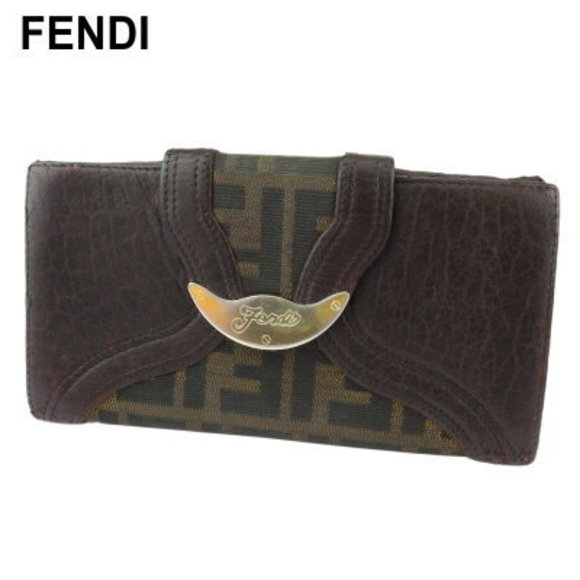 FENDI long Wallet Zucca brown beige black canvas leather - Picture 1 of 6